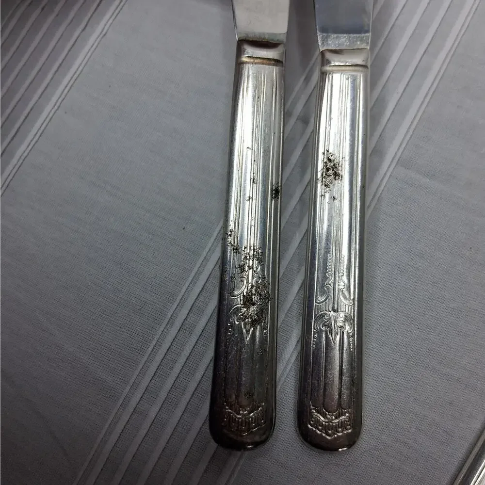 Lenox Silver Plate Deerfield Art Deco Flatware 22 Pieces Tarnished Pitted AS IS